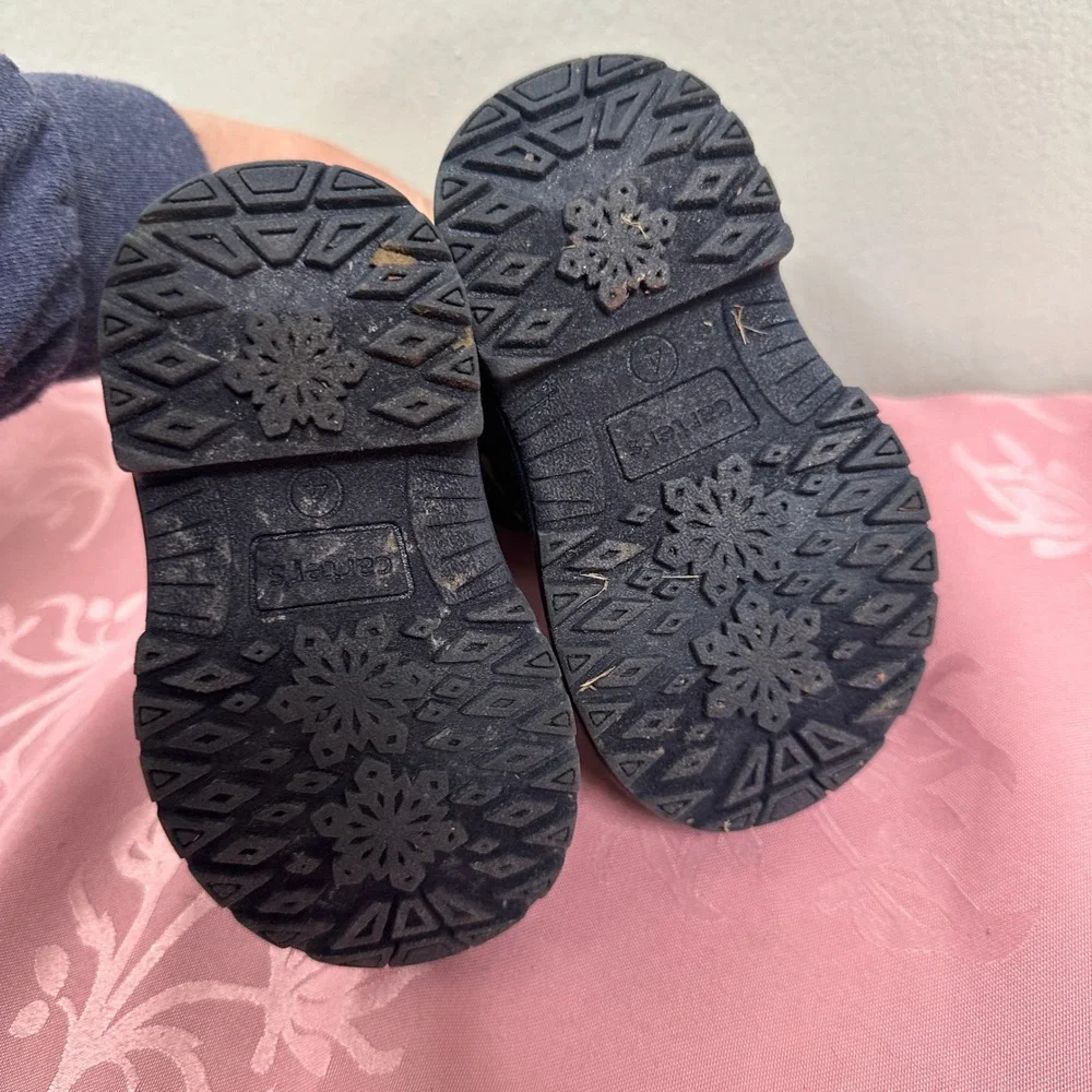 Carters Deltha Toddler Girls Navy Heart Print Winter Snow Boots Size 4M CF21Q01B - Picture 5 of 6